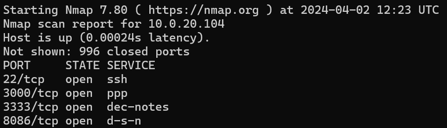nmap 扫描结果示例